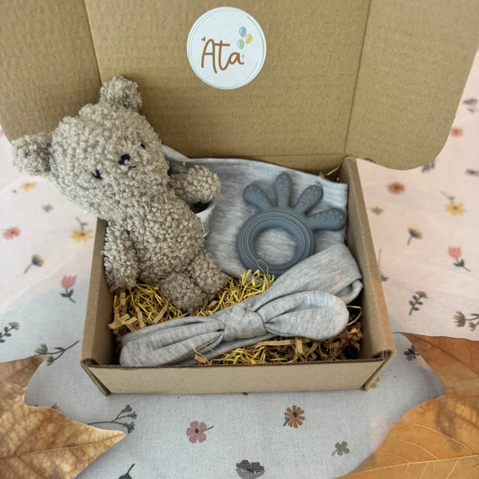 Πολυτελές Βρεφικό Σετ Δώρου 'Ata' - Gray Teddy Set