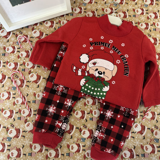 Χριστουγεννιάτικο Βρεφικό Σετ - Κορμάκι, Παντελόνι , Σκούφος